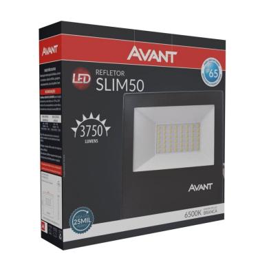 Imagem de Kit 03 Refletor Led Slim 50w Bivolt Branco Frio 6500k Avant
