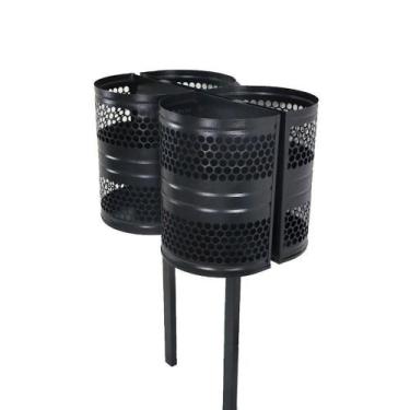 Imagem de Lixeira Polônia 4 Cestos Parque Calçada Rua Tela Moeda 120cm - SANTA E