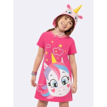 Imagem de Camisola Infantil de Unicórnio com Capuz Encantado - Veggi, Rosa, 14, 