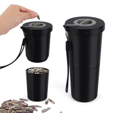 Imagem de Portátil Copo Cuspe Sementes de Girassol com Armazenamento Cascas & Organizador Sementes, Reutilizável Nozes Lanche Copo de Servir Garrafa Pistache Petisco e Recipiente (Preto)