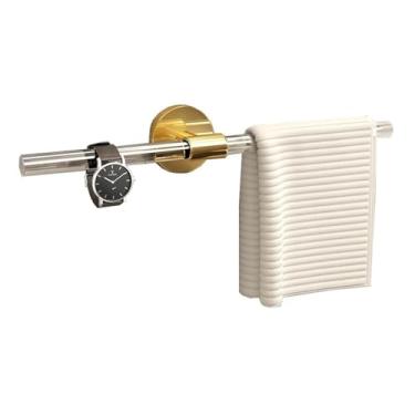 Imagem de Prateleiras de armazenamento de banheiro Toalheiro de acrílico montado na parede, varão de toalha de luxo moderno com base redonda única, barra de toalha de mão sem perfuração para banheiro, cozinha