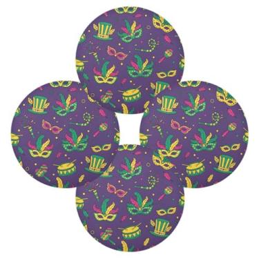 Imagem de Wassud Jogo americano conjunto de 4 tapetes de mesa redondos divertidos para cozinha e jantar tapetes laváveis resistentes ao calor para decoração de mesa 39 cm