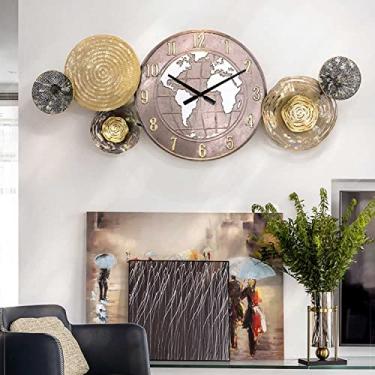 Imagem de AkosOL Relógio de parede muito grande calmo metal moderno dourado para casa, sala de estar, quarto, escritório, café, decoração de parede, decoração de relógio