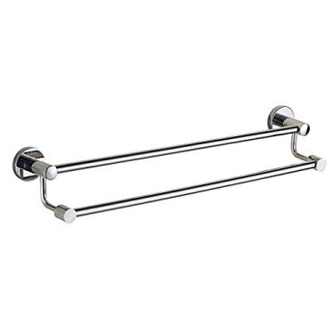 Imagem de CGKs6anmU Prateleira de banheiro prateleira de banheiro toalheiro montado na parede acessório de banheiro 304 aço inoxidável duplo pólo perfurado toalheiro de banheiro 0805 (tamanho: 120 cm) (50 cm)