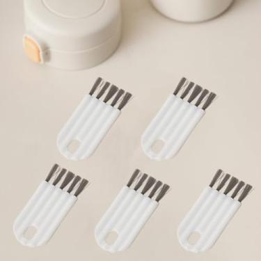 Imagem de Conjunto de pincéis de limpeza de teclado, pacote com 5, cabo ergonômico com cerdas de várias fileiras, remoção de poeira para escritório, casa, viagem, eletrônicos, branco