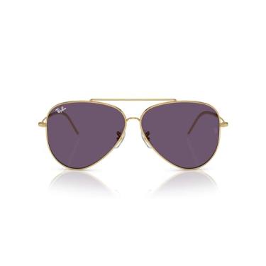 Imagem de Óculos de Sol Ray-Ban Aviator Reverse 0RBR0101S 001/1A Tam 59 / Ouro - Lentes Roxo