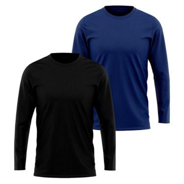 Imagem de Kit 2 Camisetas Manga Longa Segunda Pele Masculina Lisa Dry Academia Fit-Masculino