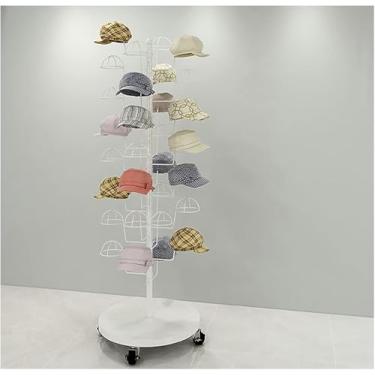 Imagem de Suporte de exibição independente com rodas - Organizador de grande capacidade e rack de armazenamento para bonés de beisebol, chapéus de caubói e chapéus de aba completa - Perfeito para coleções de