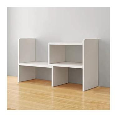 Imagem de Armário de arquivo de madeira para mesa branca ajustável organizador de mesa estantes de armazenamento prateleira para escritório, casa, cozinha, impressora, suporte, escritório em casa