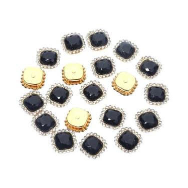 Imagem de Strass Quadrados Coloridos 20 Peças Com Base De Garra, Botões Para Art