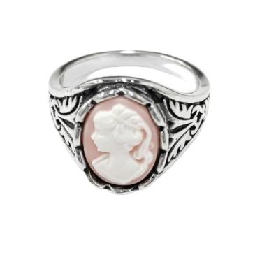 Imagem de Izpack Anel oval de mulher camafeu de beleza antiga para mulheres, decoração de arte de retrato vitoriano, anéis de dedo de aniversário de noivado vintage barroco para esposa e mãe, 17 Millimeters Top