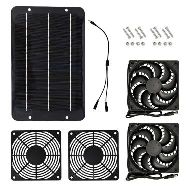 Imagem de TOPINCN Ventilador Movido a Energia Solar, Exaustor de Ventilação Solar Dupla de 7 W Com Rede de Proteção para Galinheiro, Casa de Cachorro, Sótão Com Efeito de Estufa, Painel