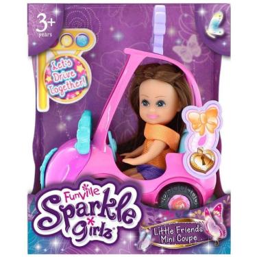 Imagem de Carro Mini Sparkles Roxo E Boneca Morena - DTC 4806