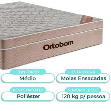 Imagem de Kit Cabeceira + Cama Box Bau + Colchão Casal Molas Ensacadas Airtech Ortobom