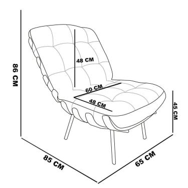 Imagem de Poltrona Costela Corino Branco Base Metálica Preto - D'Rossi