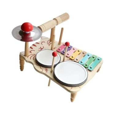 Imagem de Conjunto De Xilofone E Tambor De Madeira Para Crianças, Instrumentos M