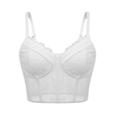 Imagem de Top Cropped Feminino Sexy De Tule Com Bojo, Estilo Bralette, Corpete, 