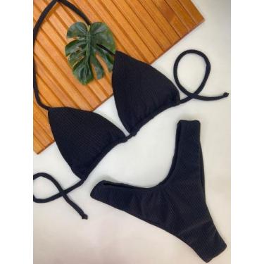 Imagem de Conjunto Biquini Feminino Cortininha Com Bojo Removível e Calçinha Asa