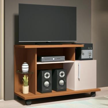 Imagem de Rack Bancada De Tv 26 Pol 100cm Smart Off White/cinamomo - Hb Móveis