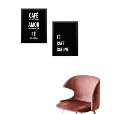 Imagem de Kit 2 Quadros Cozinha Café E Fé 24X18Cm