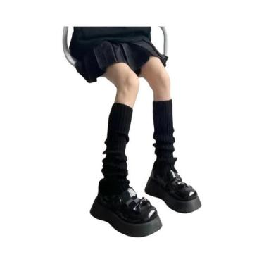 Imagem de Meias Longas Brancas De Tricô Estilo Lolita Para Mulheres, Aquecedores