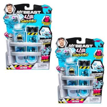 Imagem de Kit 2 Tubo de Ensaio com 5 Mini Bonecos Swarms MrBeast Lab