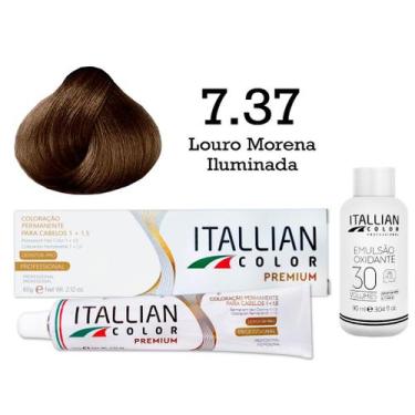 Imagem de Kit Coloração Itallian Color 7.37 Louro Morena Iluminada + Oxi 30