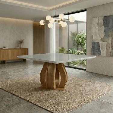 Imagem de Mesa 8 Lugares Tampo Vidro/MDF Sala de Jantar 135x135cm Nuance Yescasa