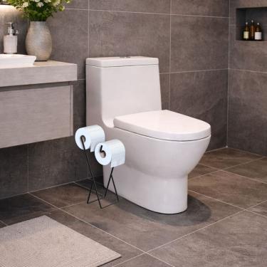 Imagem de Porta Papel Higiênico De Chão Duplo Suporte Preto F.Seul