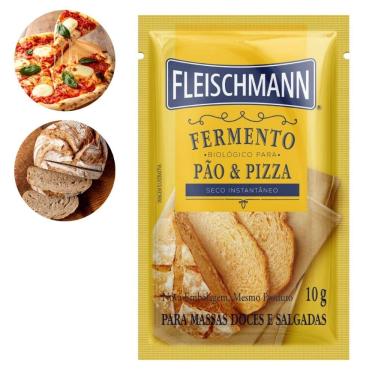 Imagem de Fermento Biológico Seco 10g Massa Pão e Pizza Instantâneo Fleischmann
