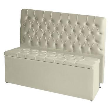 Imagem de Kit Cabeceira De Cama Box E Calçadeira Baú Paris King 195 Cm Capitonê Suede Porcelana D...