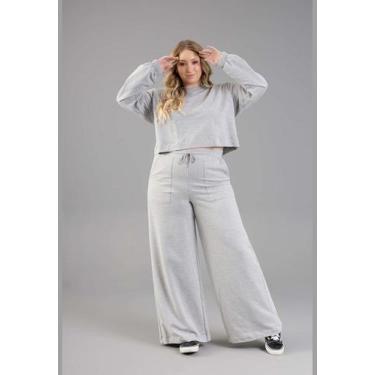 Imagem de Calça Básica Feminina para Adulto em Moletom Just Basic, Cinza, G