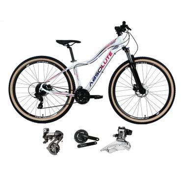 Imagem de Bicicleta aro 29 Absolute Hera Feminina Shimano Altus 24V Freio a Disco Hidráulico Garfo com Trava Pneus Faixa Bege - Branco