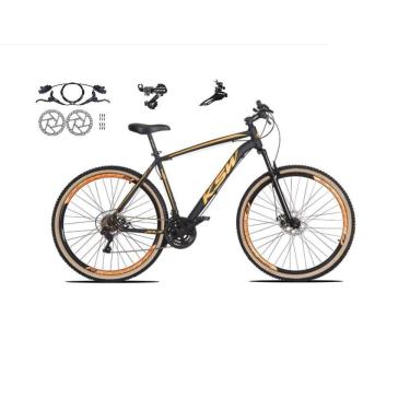 Imagem de  Bicicleta aro 29 Ksw Xlt 24v Câmbios Shimano Freios Hidráulicos Garfo com Suspensão Pneu Faixa Bege - Preto\Laranja