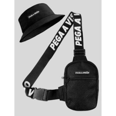 Imagem de Shoulder Bag Masculina Mini Bolsa Necessaire Basica + Chapeu Bucket Pega a Visão-Masculino