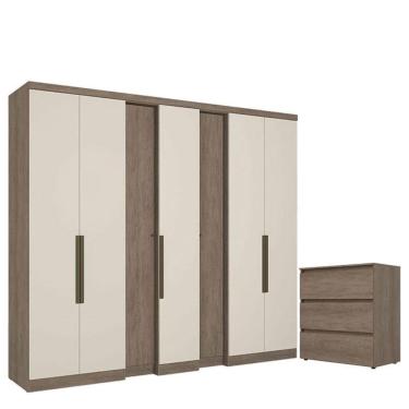 Imagem de Guarda Roupa Casal Selecto 7 Portas Rustic Off White e Cômoda Gaveteiro Condessa Rustic- THB