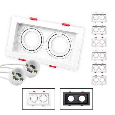 Imagem de 6 Spot Recuado Duplo Embutir Led Mr16 Gu10 Luminária Teto Sala Quarto 