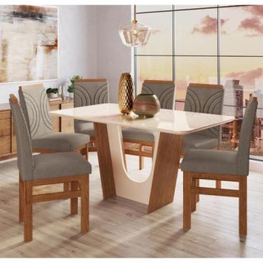 Imagem de Sala de Jantar Mesa 160cm e 6 Cadeiras Joli 136/12 Móveis Zamarchi, Ca