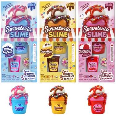 Imagem de Kit sorveteria slime - morango, céu azul e banoffe - gelelé