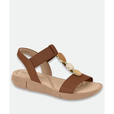 Imagem de Sandália Feminina Rasteira Pedras Modare Marrom, 38, Marrom