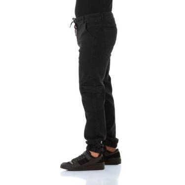 Imagem de Calça Jeans Masculina Arauto Jogger Cargo Black, Preto marmorizado, 38