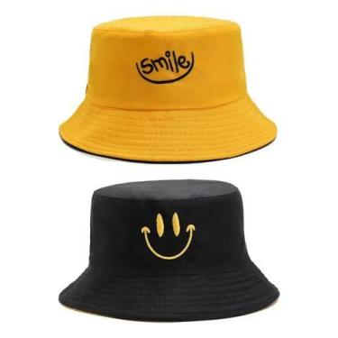 Imagem de Chapéu Bucket Cata ovo Smile Dupla Face Algodão Reversível Luke Sports