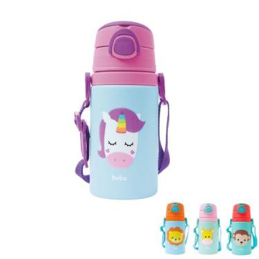 Imagem de Garrafinha de Alumínio 400 ml Animal Fun com Cordinha e Canudo Buba, U