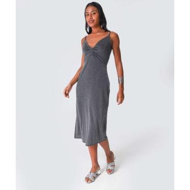 Imagem de Vestido Midi Feminino Brilho Lurex Marisa Preto-77004, PP, Preto