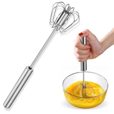 Imagem de Batedor Manual Batedor Automático Misturador Ovos Inox Pressão Fuet Profissional em Aço Inoxidável