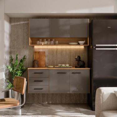 Imagem de Armário de Cozinha Eliza Completo com Aéreo e Balcão Suspenso MDF Mode