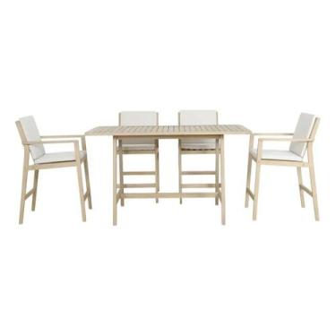 Imagem de Conjunto De Bar Madeira 5 Pecas 1 Mesa 4 Cadeiras Branco - Brazil Home