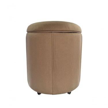 Imagem de Puff Redondo Baú Não é Segredo Debrum Linho Bege 54x60 Ns0607