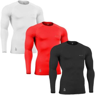 Imagem de Kit C/ 3 Camisas de Compressão Térmica Stigli Pro Proteção Solar FPU50+ Manga Longa Pol...