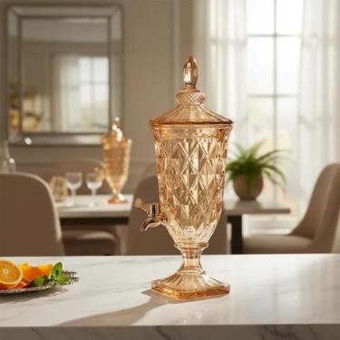 Imagem de Suqueira Vidro 3 Litros Diamond Dourado Para Festa Casamento - Yeet